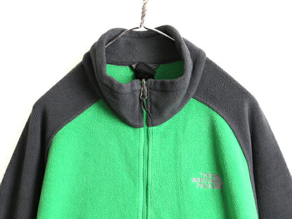 大きいサイズ XL ■ ノースフェイス 2トーン フリース ジャケット メンズ / 古着 The North Face アウトドア ブルゾン ジャンパー 濃灰 緑