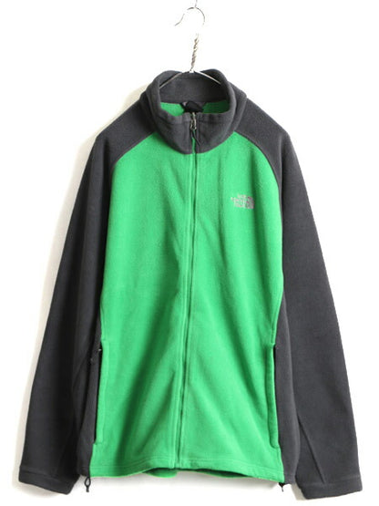 大きいサイズ XL ■ ノースフェイス 2トーン フリース ジャケット メンズ / 古着 The North Face アウトドア ブルゾン ジャンパー 濃灰 緑