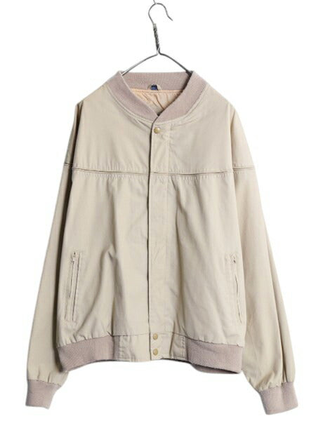 80s KNIGHTSBRIDGE ダービー ジャケット メンズ XL 古着 ヴィンテージ フルジップ カップショルダー スイングトップ 大きいサイズ ブルゾン