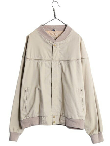 80s KNIGHTSBRIDGE ダービー ジャケット メンズ XL 古着 ヴィンテージ フルジップ カップショルダー スイングトップ 大きいサイズ ブルゾン