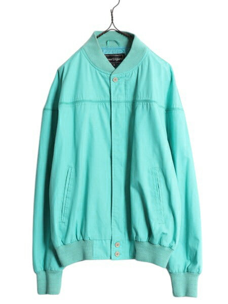 90s Peter England ダービー ジャケット メンズ XL 古着 オールド フルジップ カップショルダー スイングトップ ブルゾン 大きいサイズ 緑