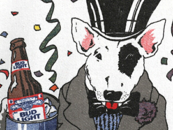 80s USA製 バドワイザー ドッグ イラスト プリント スウェット メンズ L 古着 ヴィンテージ Budweiser オフィシャル ビール 企業物 当時物