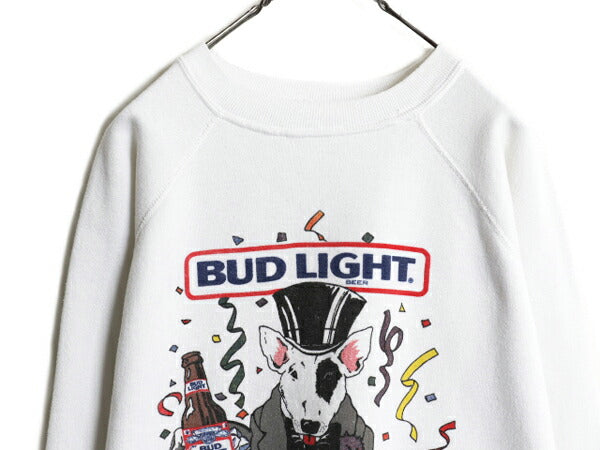 80s USA製 バドワイザー ドッグ イラスト プリント スウェット メンズ L 古着 ヴィンテージ Budweiser オフィシャル ビール 企業物 当時物