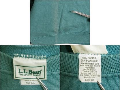 90s USA製 エルエルビーン アート イラスト プリント スウェット キッズ XXL メンズ L 程/ オールド LLBEAN トレーナー ヘビーウェイト 緑