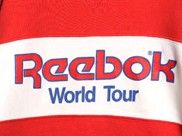 80s USA製 リーボック プリント スウェット メンズ M 小さめ S ヴィンテージ Reebok オリンピック トレーナー 裏起毛 ヘビーウェイト 前V
