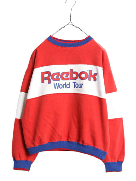 80s USA製 リーボック プリント スウェット メンズ M 小さめ S ヴィンテージ Reebok オリンピック トレーナー 裏起毛 ヘビーウェイト 前V