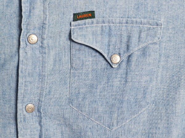 80s ラルフローレン 長袖 シャンブレー ウエスタン シャツ レディース L 程/ 古着 ヴィンテージ ポロ 長袖シャツ 100% コットン ポニー無し