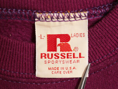 70s USA製 ラッセル 無地 スウェット レディース L 70年代 ヴィンテージ RUSSELL トレーナー 裏起毛 クルーネック スエット ワンポイント
