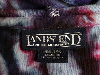 90s ランズエンド タイダイ パイル フード パーカー レディース S / 古着 90年代 オールド LANDS END フルジップ カットソー マルチカラー