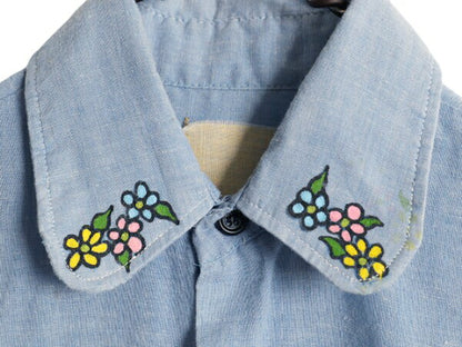 1点物 カスタムメイド ルーシー ハンドペイント 長袖 シャンブレー シャツ メンズ レディース S / ハンドメイド ヴィンテージ スヌーピー