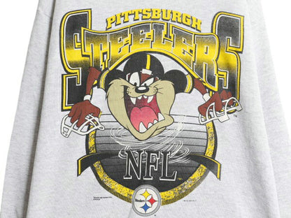 90s USA製 ワーナー タズマニアンデビル NFL スティーラーズ プリント スウェット メンズ レディース XL オールド キャラクター トレーナー