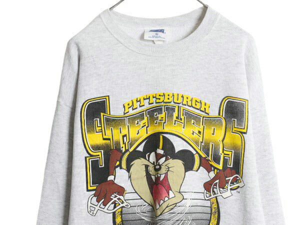 90s USA製 ワーナー タズマニアンデビル NFL スティーラーズ プリント スウェット メンズ レディース XL オールド キャラクター トレーナー