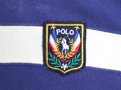 80s UNI CREST PATCH パッチ付き ポロ ラルフローレン ボーダー スウェット メンズ S ヴィンテージ トレーナー 裏起毛 前V ヘビーウェイト