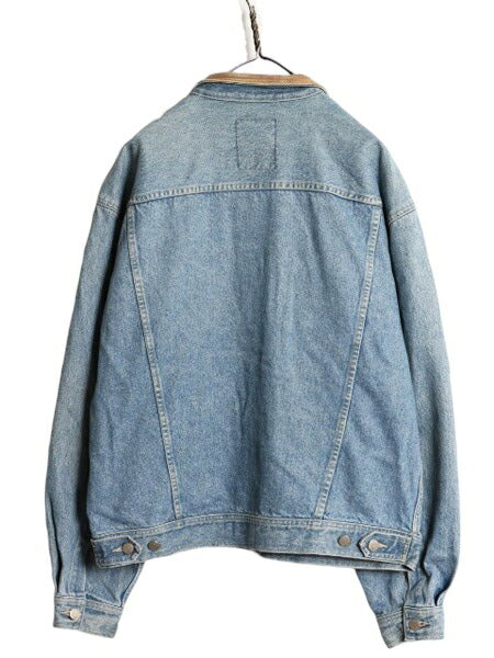 90s バナナリパブリック デニム ジャケット メンズ L / 90年代 オールド BANANA REPUBLIC ジージャン ブルゾン ジャンパー 襟 本革 レザー