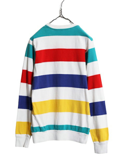 80s USA製 ウールリッチ ボーダー 長袖 Tシャツ メンズ S レディース M 程/ ヴィンテージ Woolrich  ロンT ラガーシャツ 素材 マルチカラー