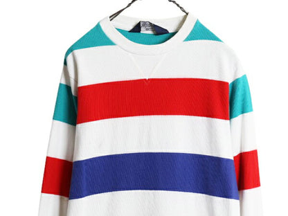 80s USA製 ウールリッチ ボーダー 長袖 Tシャツ メンズ S レディース M 程/ ヴィンテージ Woolrich  ロンT ラガーシャツ 素材 マルチカラー