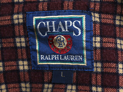 80s チャップス ラルフローレン フランネル シャツ メンズ L 80年代 ヴィンテージ ポロ CHAPS 長袖シャツ ネルシャツ ポケット付き グレー