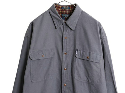 80s チャップス ラルフローレン フランネル シャツ メンズ L 80年代 ヴィンテージ ポロ CHAPS 長袖シャツ ネルシャツ ポケット付き グレー