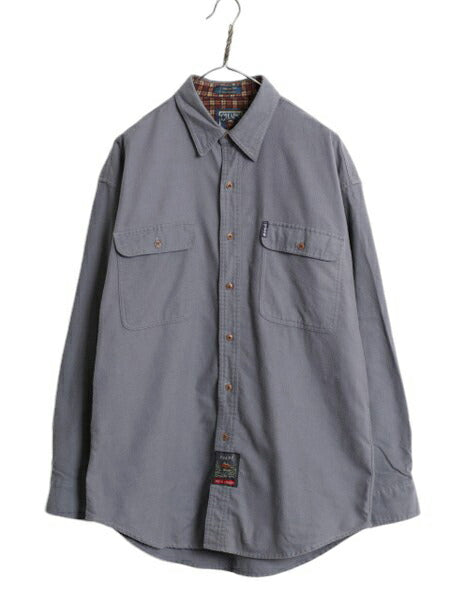 80s チャップス ラルフローレン フランネル シャツ メンズ L 80年代 ヴィンテージ ポロ CHAPS 長袖シャツ ネルシャツ ポケット付き グレー