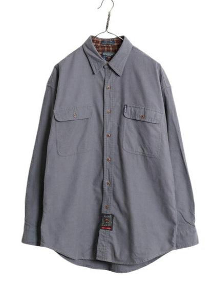 80s チャップス ラルフローレン フランネル シャツ メンズ L 80年代 ヴィンテージ ポロ CHAPS 長袖シャツ ネルシャツ ポケット付き グレー