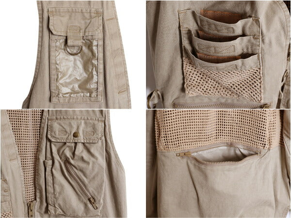 80s バナナリパブリック サファリ ベスト メンズ M 古着 ヴィンテージ BANANA REPUBLIC アウトドア ハンティング フィッシング 多ポケット