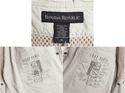 90s バナナリパブリック サファリ ベスト メンズ XL オールド BANANA REPUBLIC アウトドア ハンティング フィッシング 大きいサイズ 重ね着