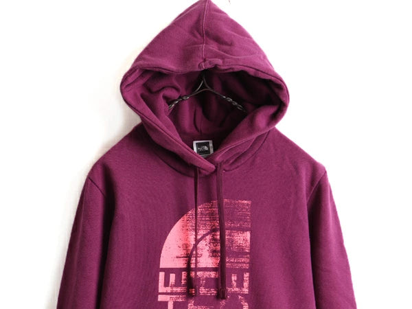 ■ ノースフェイス プリント スウェット フード パーカー ( レディース M ) 古着 The North Face トレーナー スエット プルオーバー 裏起毛