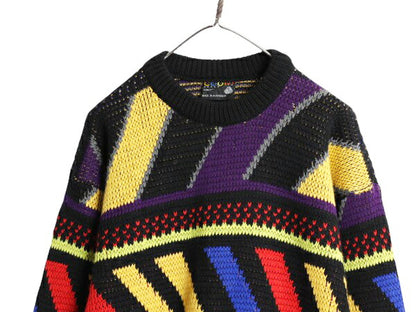 90s オーストラリア製 COOGI 総柄 ウール ニット セーター メンズ M 古着 90年代 オールド クージー マルチカラー クルーネック 長袖ニット