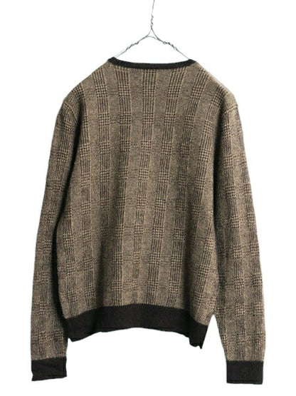 90s ポロ ラルフローレン ニット セーター レディース M 古着 90年代 オールド メリノ ウール アルパカ ポニー無し チェック クルーネック