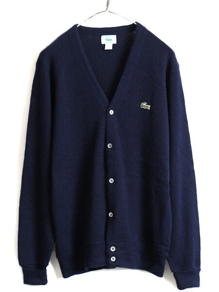 80s USA製 ■ アイゾッド ラコステ アクリル ニット カーディガン ( メンズ M ) 古着 80年代 ビンテージ IZOD LACOSTE セーター 長袖ニット