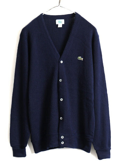 80s USA製 ■ アイゾッド ラコステ アクリル ニット カーディガン ( メンズ M ) 古着 80年代 ビンテージ IZOD LACOSTE セーター 長袖ニット