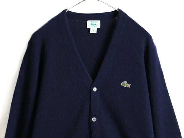 80s USA製 ■ アイゾッド ラコステ アクリル ニット カーディガン ( メンズ M ) 古着 80年代 ビンテージ IZOD LACOSTE セーター 長袖ニット