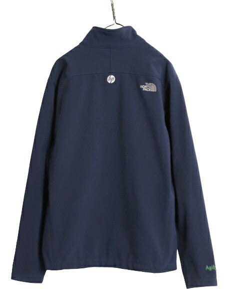 US企画 ノースフェイス APEX ソフトシェル ジャケット メンズ L / 古着 The North Face ストレッチ 裏 フリース ジャンパー フルジップ 紺