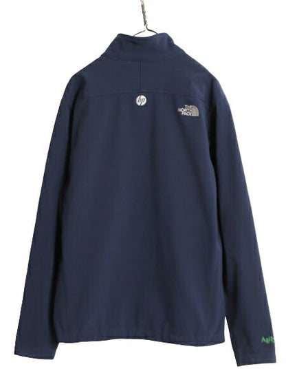 US企画 ノースフェイス APEX ソフトシェル ジャケット メンズ L / 古着 The North Face ストレッチ 裏 フリース ジャンパー フルジップ 紺