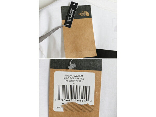 デッドストック ノースフェイス 両面 プリント 長袖 Tシャツ メンズ M / ロンT The North Face アウトドア ボックスロゴ バックプリント 白