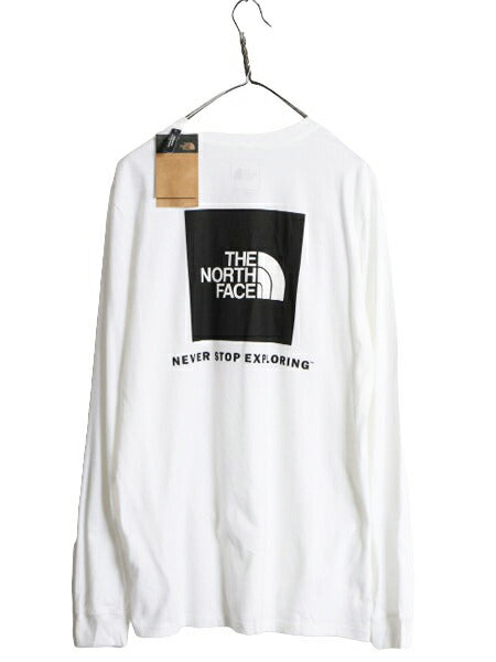 デッドストック ノースフェイス 両面 プリント 長袖 Tシャツ メンズ M / ロンT The North Face アウトドア ボックスロゴ バックプリント 白
