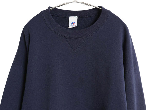 00s ラッセル 無地 スウェット メンズ レディース XL オールド ワンポイント 前V スエット トレーナー ブランク クルーネック 大きいサイズ