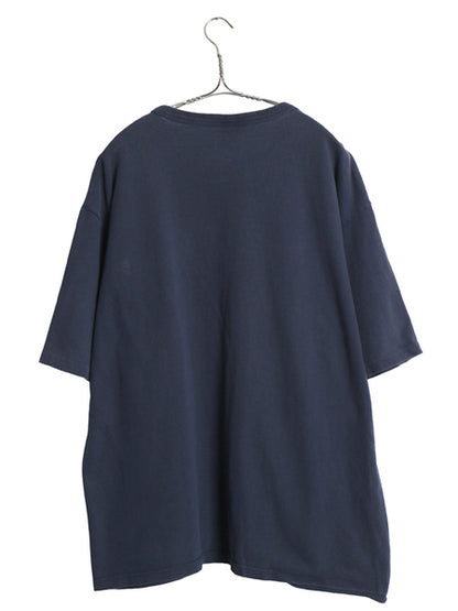 90s USA製 チャンピオン ポケット付き 半袖 Tシャツ メンズ XL オールド 100% コットン スクリプト ロゴ プリント 目付き 大きいサイズ 紺