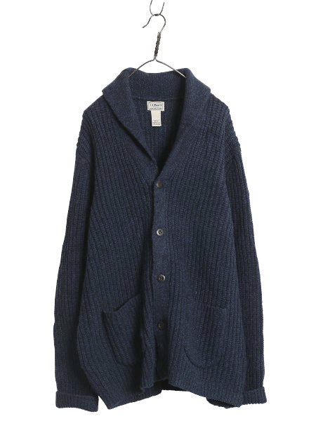 エルエルビーン ショールカラー ニット カーディガン メンズ XL / ラム ウール セーター 前開き ヘビーウェイト ポケット付き 大きいサイズ