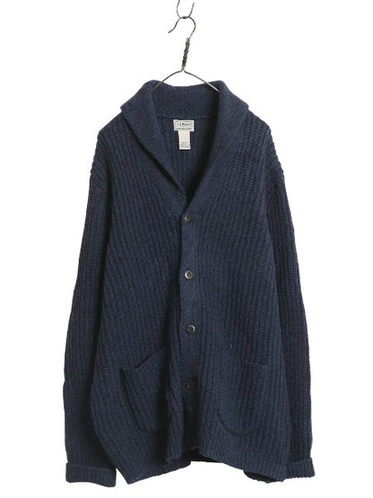 エルエルビーン ショールカラー ニット カーディガン メンズ XL / ラム ウール セーター 前開き ヘビーウェイト ポケット付き 大きいサイズ