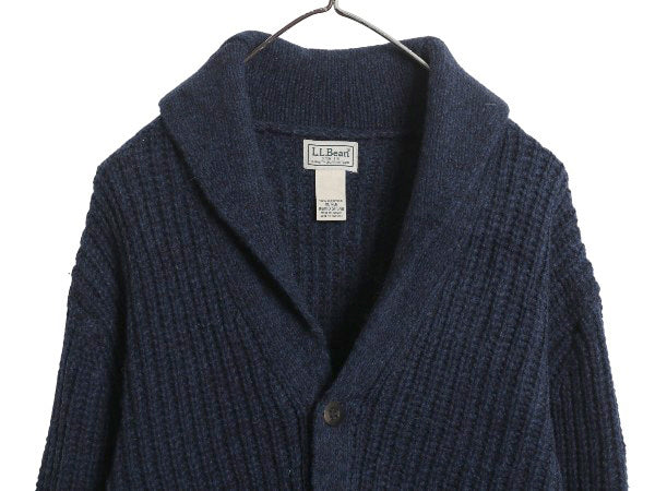 エルエルビーン ショールカラー ニット カーディガン メンズ XL / ラム ウール セーター 前開き ヘビーウェイト ポケット付き 大きいサイズ