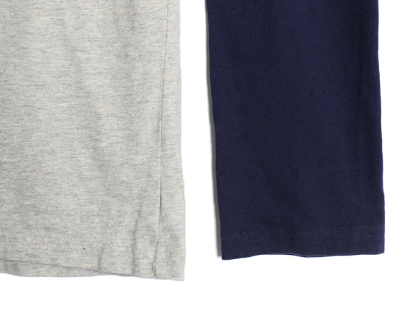 ポロ ラルフローレン 3段 プリント 長袖 Tシャツ ボーイズ XL メンズ M 程 レイヤード ヘビーウェイト コットン ロンT カットソー ツートン