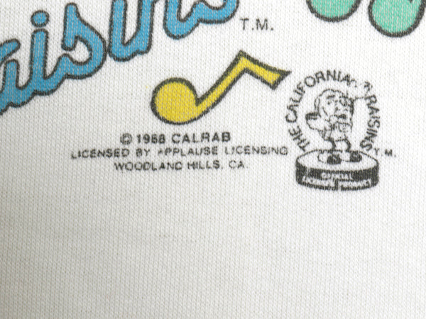 80s カリフォルニア レーズン プリント スウェット メンズ レディース L 程 ヴィンテージ キャラクター イラスト トレーナー 裏起毛 当時物