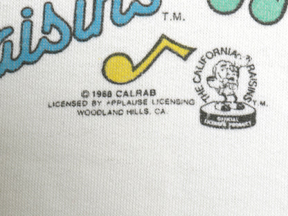 80s カリフォルニア レーズン プリント スウェット メンズ レディース L 程 ヴィンテージ キャラクター イラスト トレーナー 裏起毛 当時物