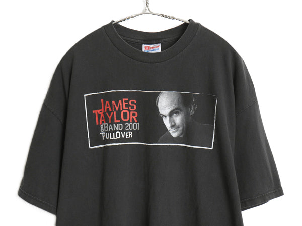 00s ジェームス テイラー ツアー 両面 プリント Tシャツ メンズ XL オールド オフィシャル フォト イラスト グラフィック ロック バンド 黒