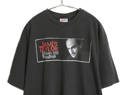 00s ジェームス テイラー ツアー 両面 プリント Tシャツ メンズ XL オールド オフィシャル フォト イラスト グラフィック ロック バンド 黒