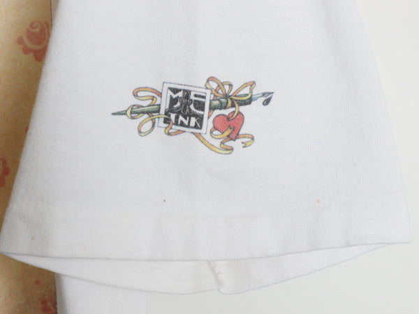 90s アート イラスト プリント Tシャツ メンズ XL / オールド キャラクター グラフィック オフィシャル シングルステッチ 大きいサイズ 白