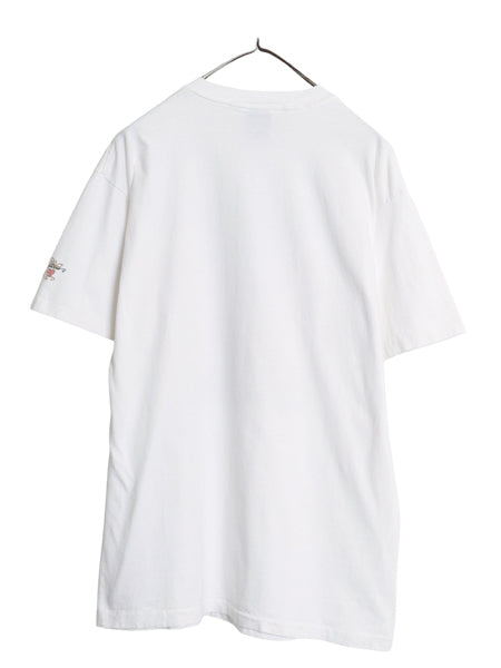 90s アート イラスト プリント Tシャツ メンズ XL / オールド キャラクター グラフィック オフィシャル シングルステッチ 大きいサイズ 白