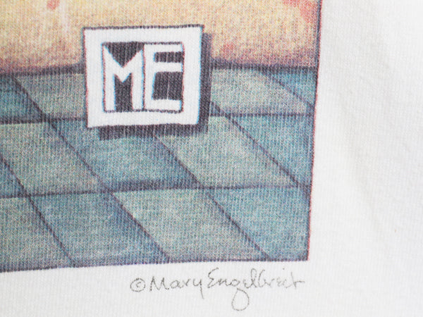 90s アート イラスト プリント Tシャツ メンズ XL / オールド キャラクター グラフィック オフィシャル シングルステッチ 大きいサイズ 白