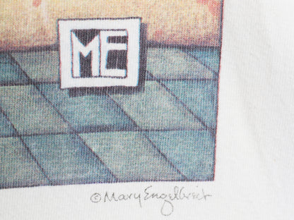 90s アート イラスト プリント Tシャツ メンズ XL / オールド キャラクター グラフィック オフィシャル シングルステッチ 大きいサイズ 白